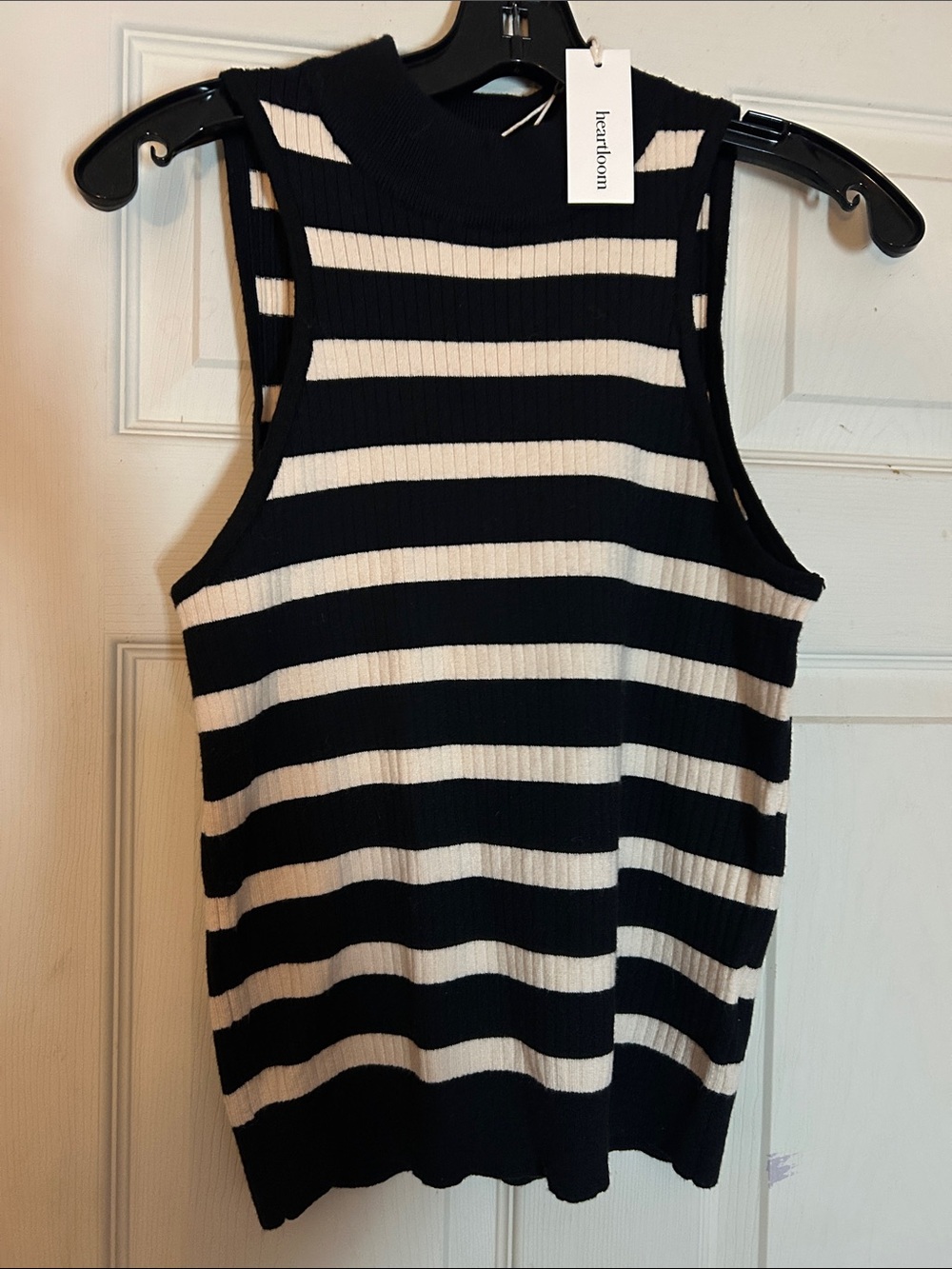 Heartloom Quince Ribbed Racerback Striped Mock Neck Sweater Tank NWT